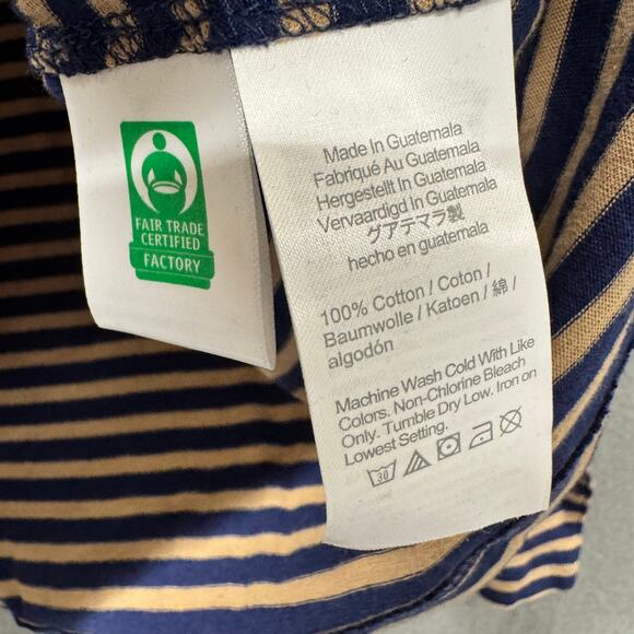 J Crew Turtleneck Womens Medium Blue Tan Striped Cotton Coastal Pullover NEW - Picture 5 of 7